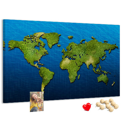 Cork memo board World map