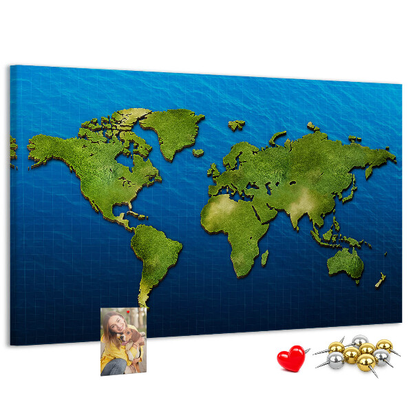 Cork memo board World map