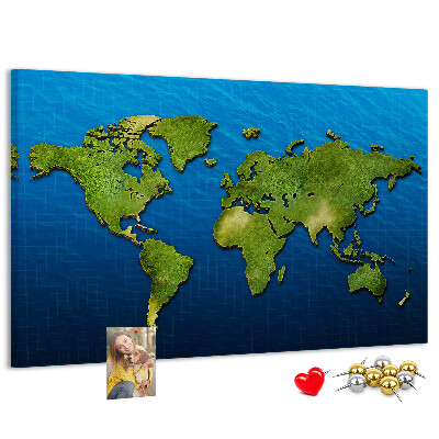 Cork memo board World map