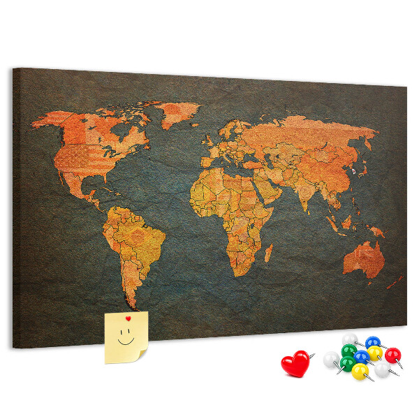 Cork memo board World map