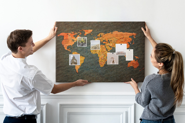 Cork memo board World map