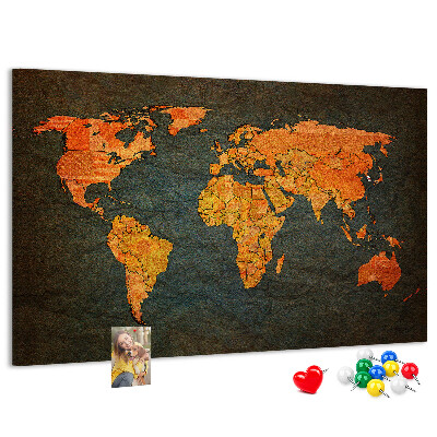 Cork memo board World map