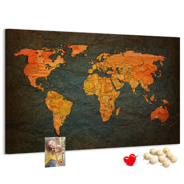 Cork memo board World map