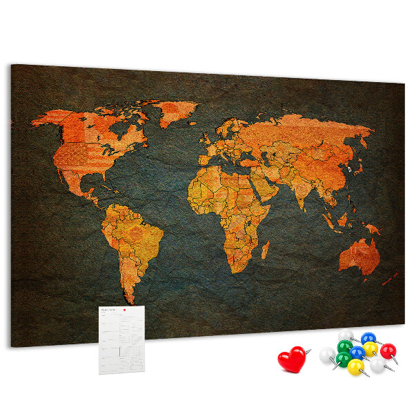 Cork memo board World map
