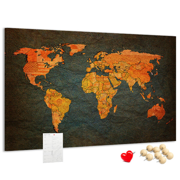 Cork memo board World map