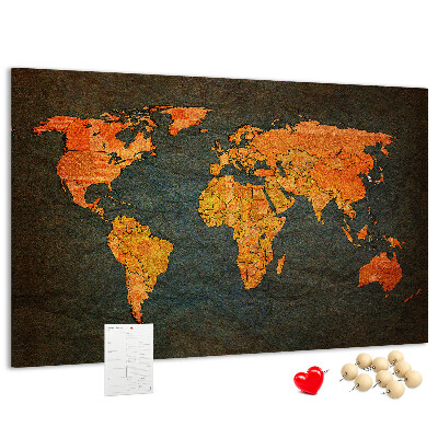 Cork memo board World map
