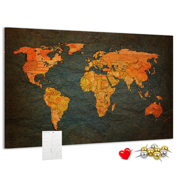 Cork memo board World map