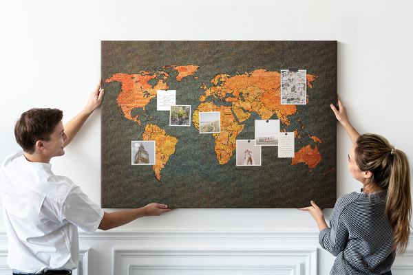 Cork memo board World map
