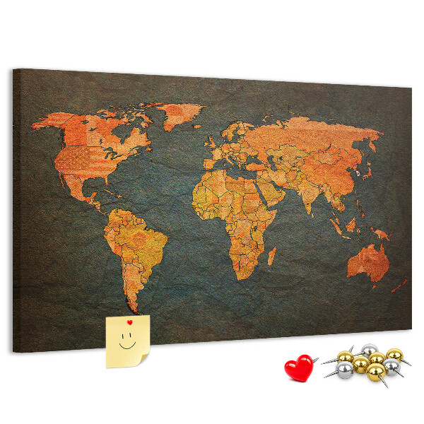 Cork memo board World map