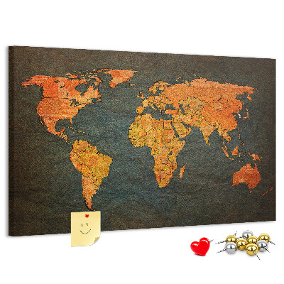 Cork memo board World map