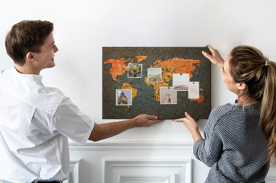 Cork memo board World map