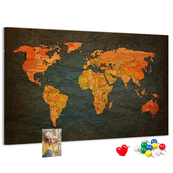 Cork memo board World map