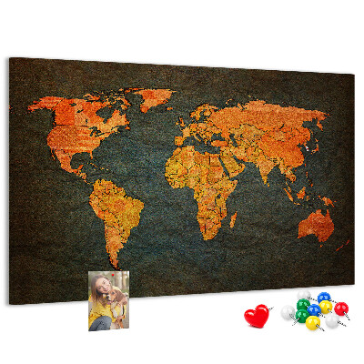 Cork memo board World map