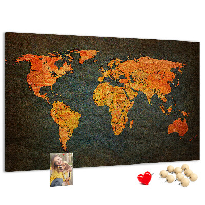 Cork memo board World map