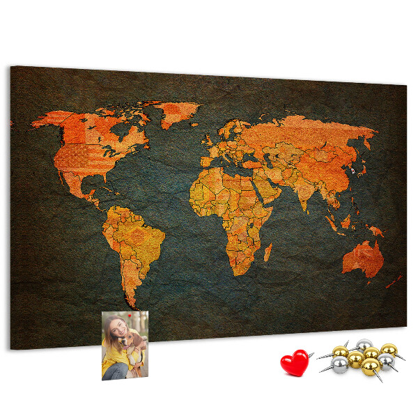Cork memo board World map