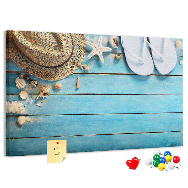 Cork display board Hat and flip-flops