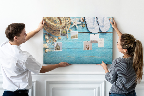 Cork display board Hat and flip-flops