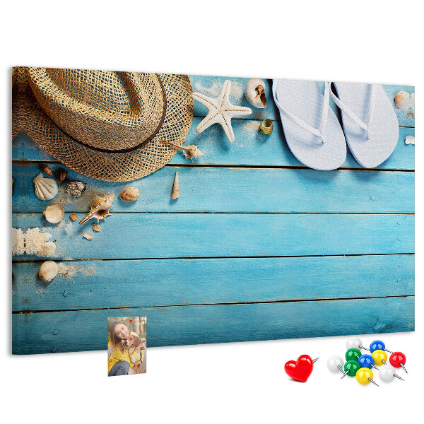 Cork display board Hat and flip-flops