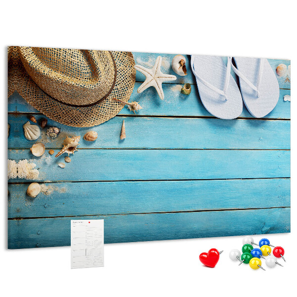 Cork display board Hat and flip-flops