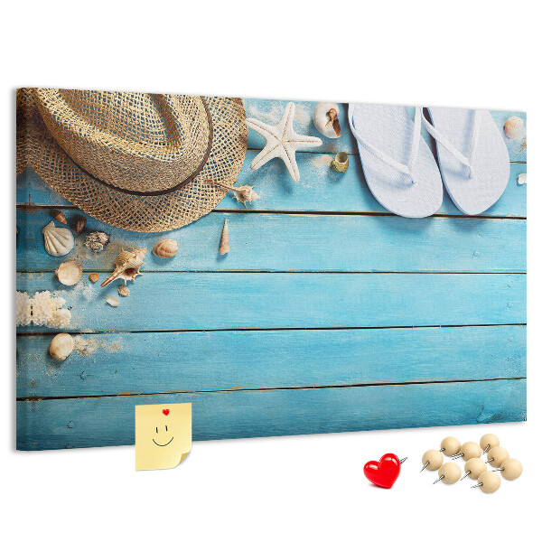 Cork display board Hat and flip-flops