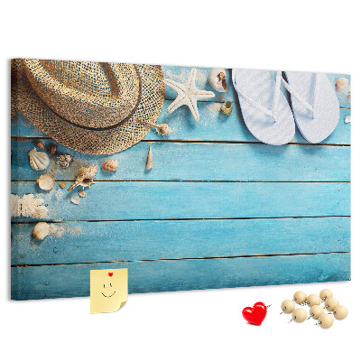 Cork display board Hat and flip-flops