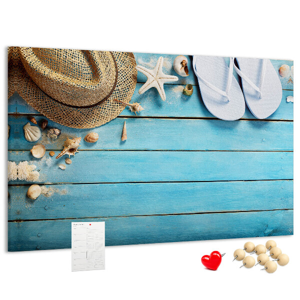 Cork display board Hat and flip-flops