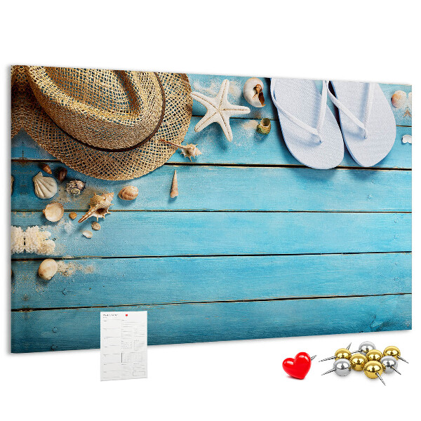 Cork display board Hat and flip-flops