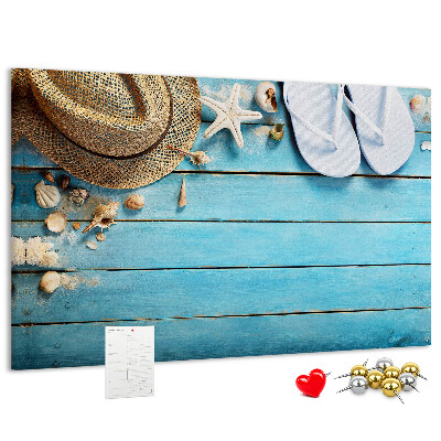 Cork display board Hat and flip-flops