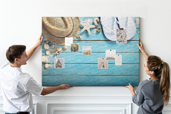 Cork display board Hat and flip-flops