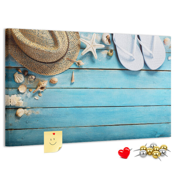 Cork display board Hat and flip-flops