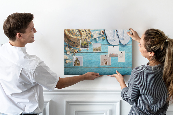 Cork display board Hat and flip-flops