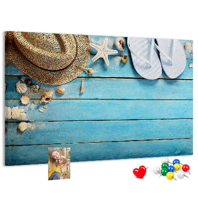 Cork display board Hat and flip-flops