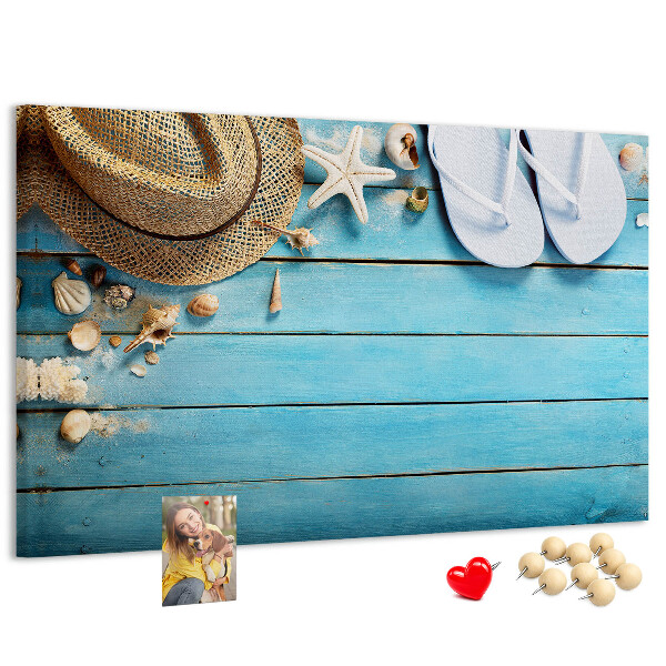 Cork display board Hat and flip-flops