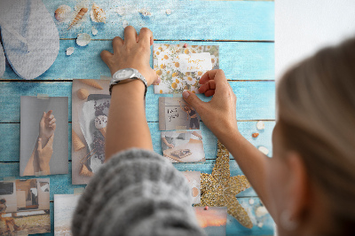 Cork memo board Seashells on wood