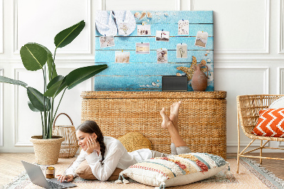 Cork memo board Seashells on wood