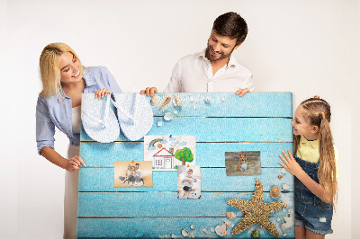 Cork memo board Seashells on wood