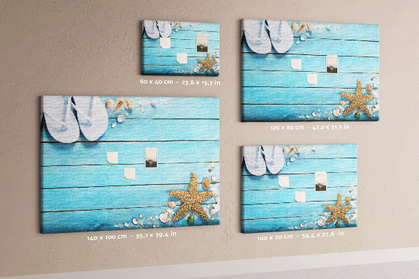Cork memo board Seashells on wood