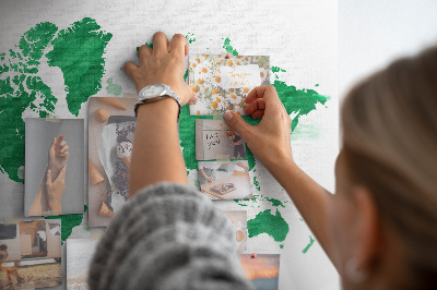 Cork board Green world map