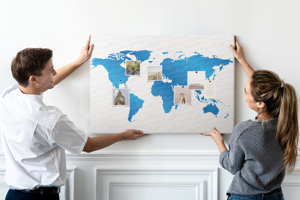 Cork board World map