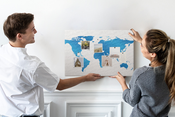 Cork board World map