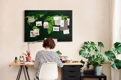 Cork memo board Grassy world map