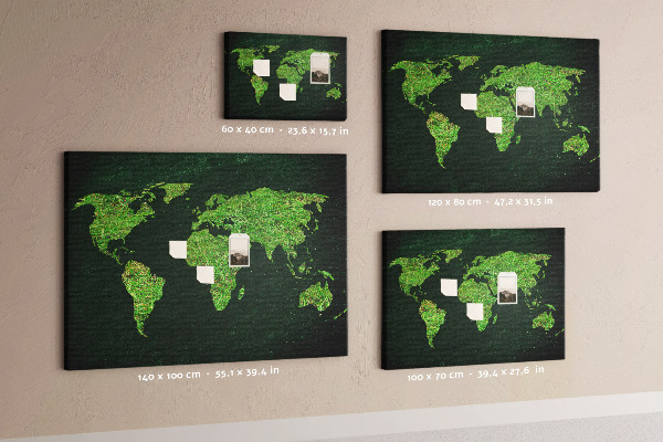 Cork memo board Grassy world map