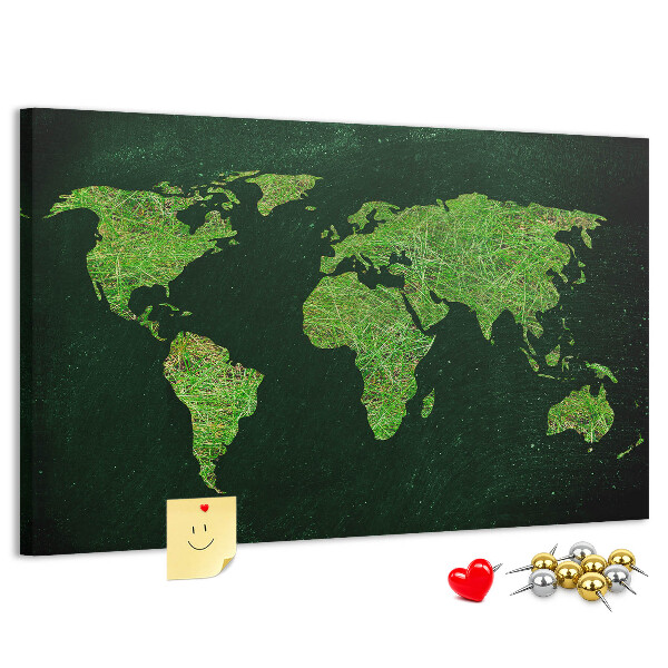 Cork memo board Grassy world map