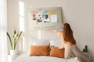 Cork board World map made of letters