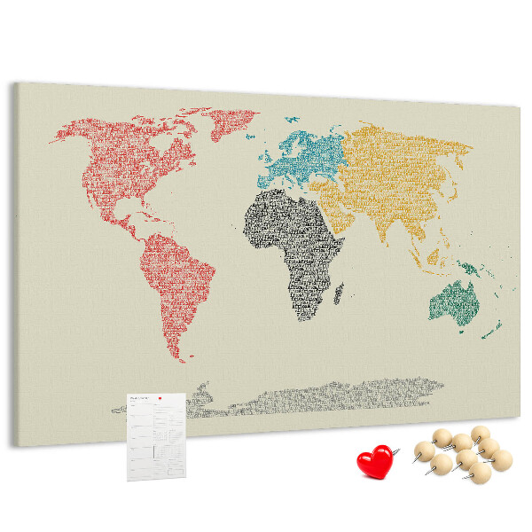 Cork board World map made of letters