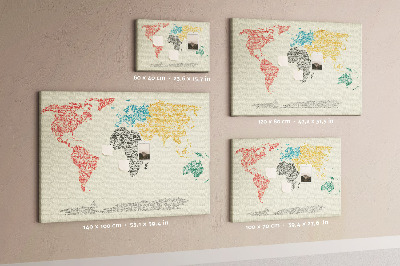 Cork board World map made of letters