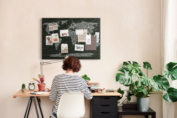 Cork display board Continent names