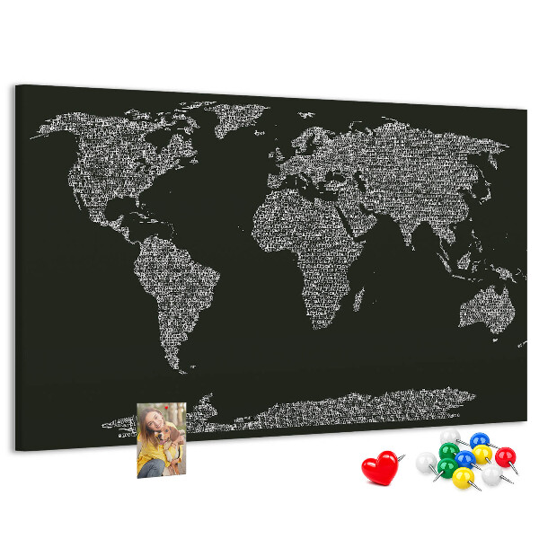 Cork display board Continent names