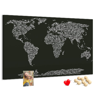 Cork display board Continent names