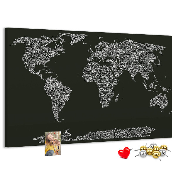 Cork display board Continent names